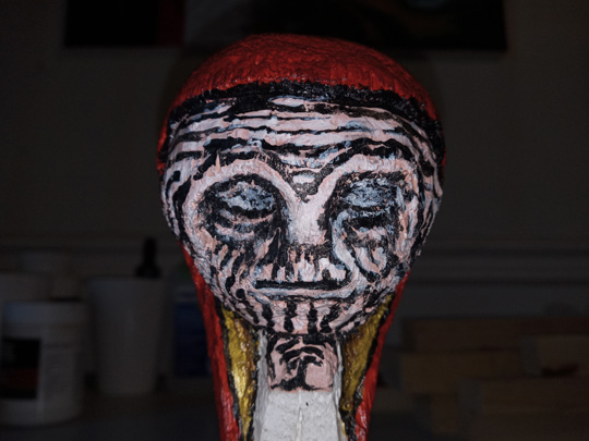 Old Woman Praying (2021) - wood sculpture by Joshua James Lima. View 2